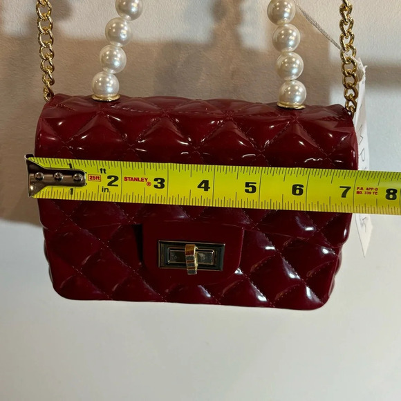EMPERIA Jelly Quilted Look Mini Crossbody Bag in Deep Burgundy NEW WITH TAGS - Picture 3 of 15